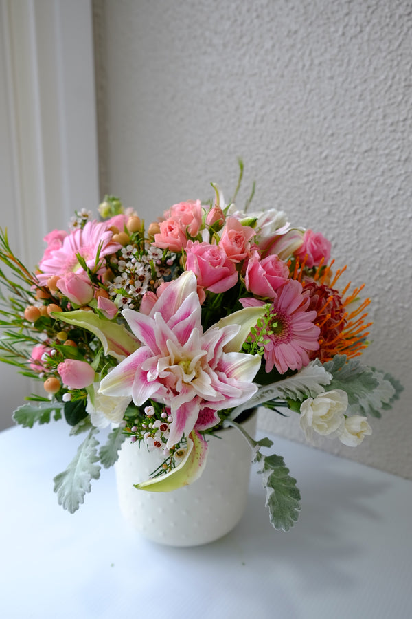 Sweet Harmony - Pink Arrangement with lilies